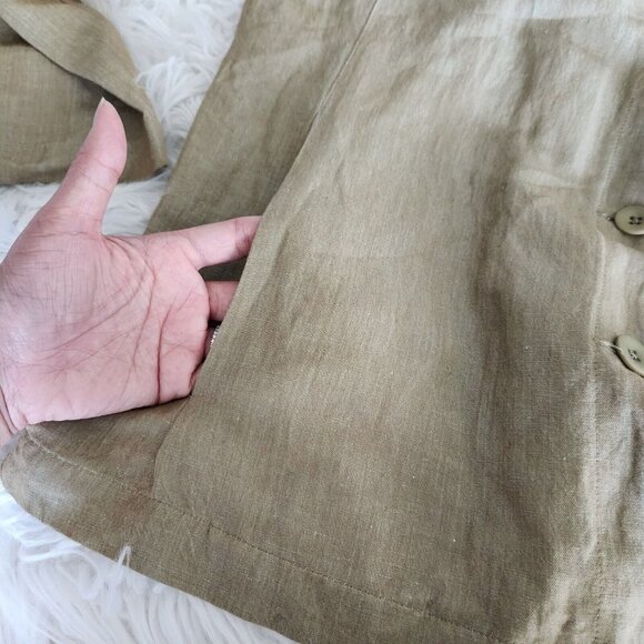 Eileen Fisher Linen‎ Jacket Women M Mandarin Collar Iridescent Lagenlook - Picture 13 of 15